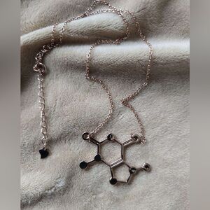 Rose Gold Tone Chocolate Chemical Compound Necklace 925 base